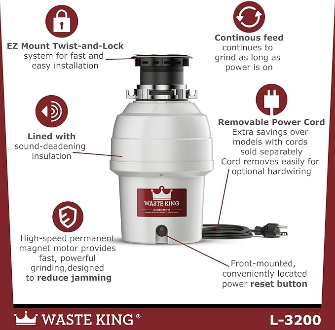 Waste King Garbage Disposal for Kitchen Sink - Image 3