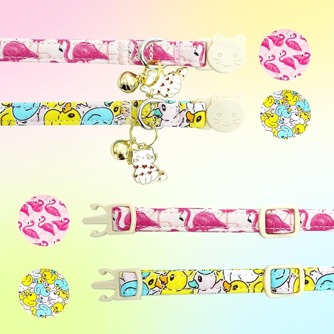 Elegant little tail 2 Pack Cat Collar-Animal Print Cotton Breakaway Cat Collars - Image 3