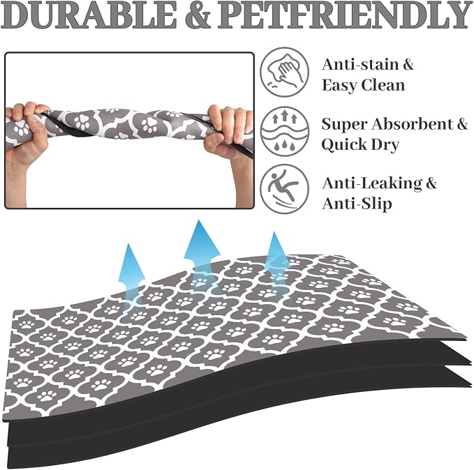 Dog Food Mat 24X32 Inch Pet Feeding Absorbent Mats - Image 2