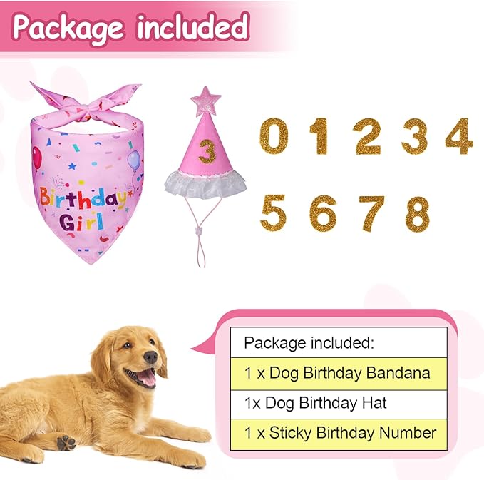 Dog Birthday Bandana Set, Dog Birthday Party Supplies, Puppy Boy Girl Birthday - Image 3