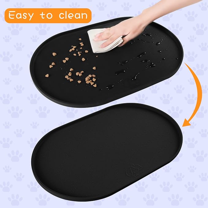 100% Waterproof 0.5" Raised Edge BPA Free Silicone Dog Food Mat, Pet Cat - Image 4