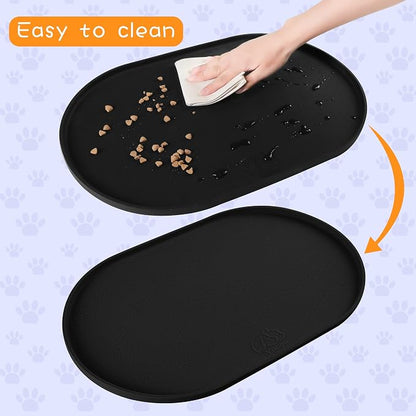 100% Waterproof 0.5" Raised Edge BPA Free Silicone Dog Food Mat, Pet Cat - Image 4