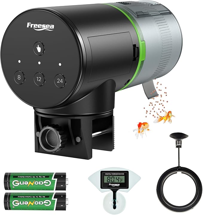 FREESEA Fish Feeder Automatic Dispenser: Aquarium Flakes Food Feeder by FREESEA