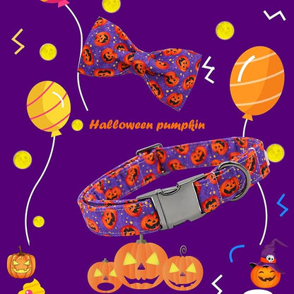 Dog Collar - Halloween Pumpkin Bowtie Pet Collar Gift Soft Bow Collar Pet - Image 6