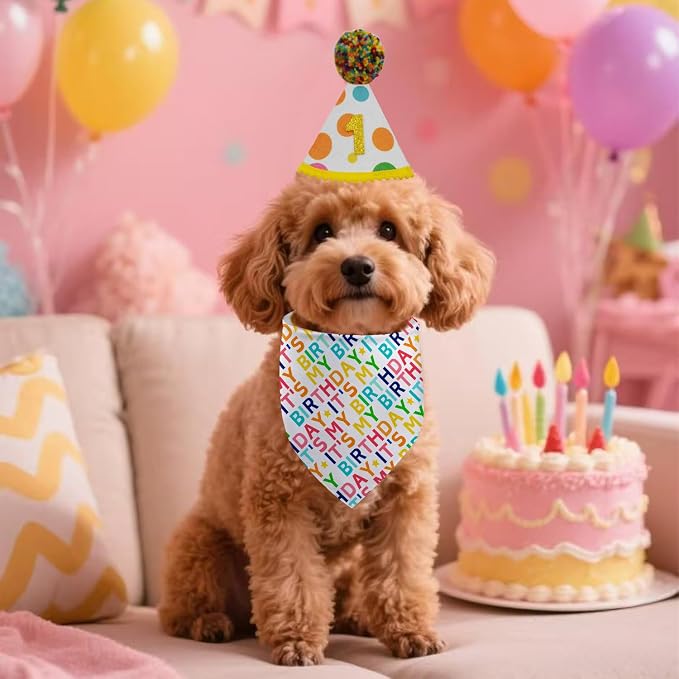 Dog Birthday Bandana Set, It's My Birthday Dog Scarfs, Pet HBD Party Decor - Image 5