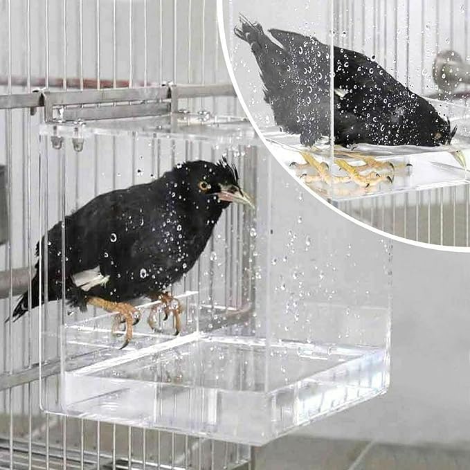 Hanging Bird Bath Cube Bird Bathtub Bath Shower Box Bowl Cage Accessory - Image 3