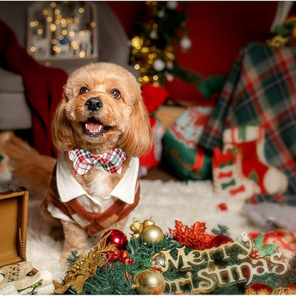 Dog Collar, Christmas Dog Collar Plaid Pet Collar Bow Holiday Bows Girl Boy - Image 6