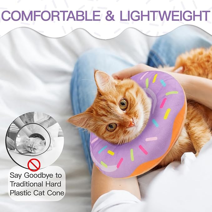Cat Cone Collar Soft, Cute Cat Donut Collar After Surgery, Adjustable Kitten - Image 4