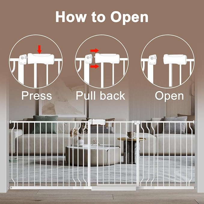 WAOWAO Baby Gate 85.83-95.25" Extra Wide Pressure Mounted Walk Through Swing - Image 3