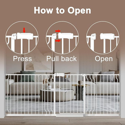 WAOWAO Baby Gate 85.83-95.25" Extra Wide Pressure Mounted Walk Through Swing - Image 3