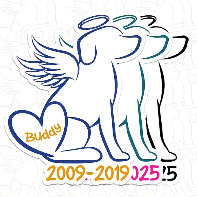 Custom Pet Memorial Heart Name Sticker Personalized Text Loss of Dog Decal by SANGAROM
