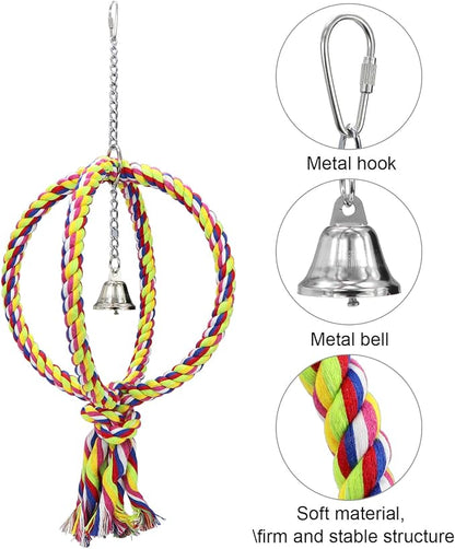 Litewoo Bird Swing Perch Stand Cotton Rope 2 Two Rings Toy - Image 3