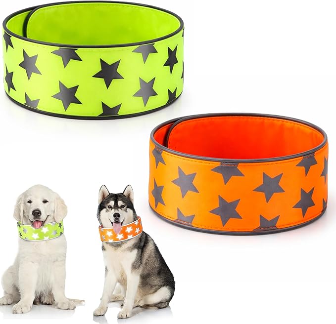 Paterr 2 Pcs Reflective Dog Collar High Visibility Adjustable Pet Collars by Paterr