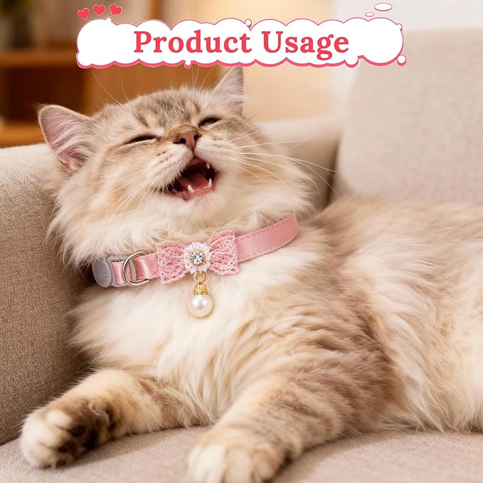 Jeffdad 4 PCS Cute Pearl Cat Collar - Image 6