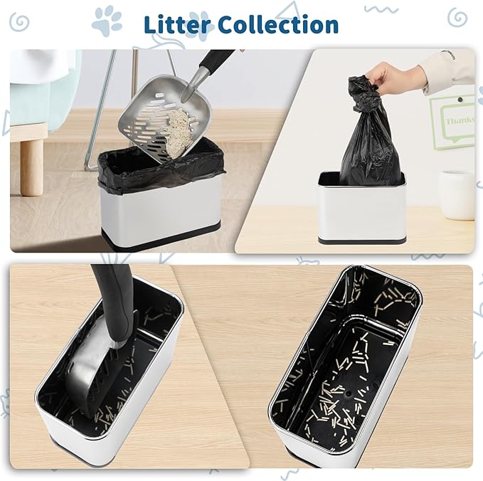 FHTONGE Stainless Steel Cat Litter Scoop Holder, Detachable Metal Cat Scooper - Image 5