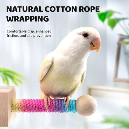 9" Hanging Bird Perch Toy for Cage, 360° Silent Free-Spin, Wooden Bird Cage - Image 4
