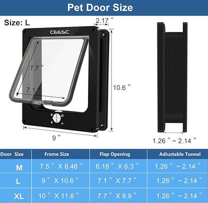 CEESC Large Cat Door for Interior/Exterior Door, Weatherproof, Rotary 4 Way - Image 4