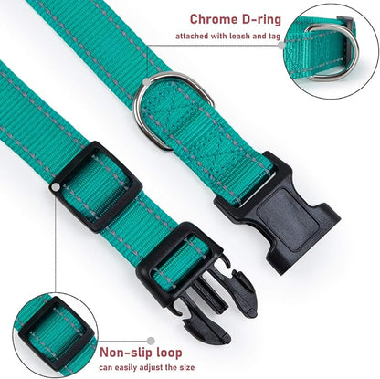 Reflective Dog Collar with Buckle Adjustable Safety Nylon Collars - Image 3