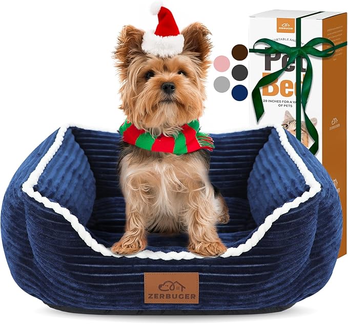 Cat Dog Bed for Pets, Rectangle Pet Bed Gift for Puppy and Kitten, Machine by Zerbuger