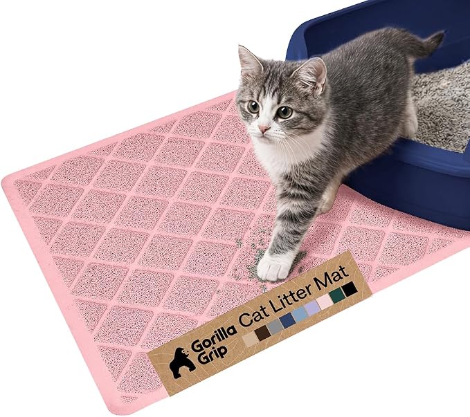 GORILLA GRIP Cat Litter Box Mat, Water Resistant, US Designed Kitty Litter by GorillaGrip