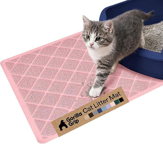 GORILLA GRIP Cat Litter Box Mat, Water Resistant, US Designed Kitty Litter by GorillaGrip
