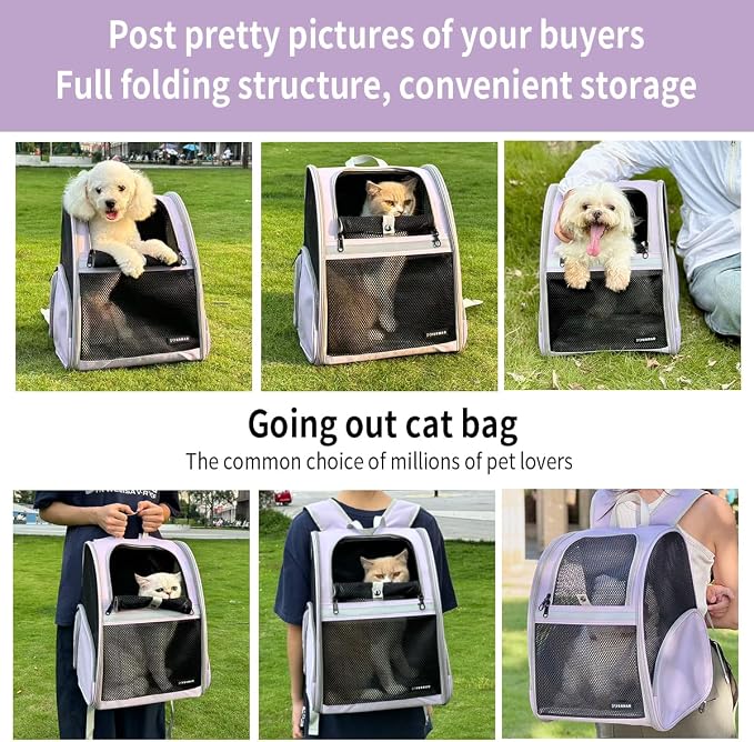 Cat Backpack Carrier for Small Dogs and Medium cat Puppy Kitten Bunny Pet - Image 3