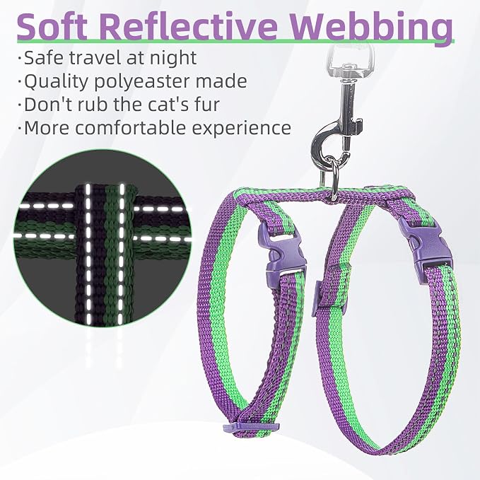 PUPTECK Adjustable Cat Harness and Leash Set Escape Proof Kitten Strap Collar - Image 5
