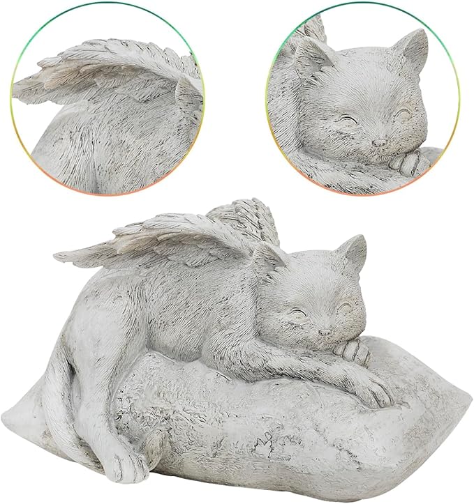 Holiberty Cat Angel Figurine Memorial Pet Stone Statue - Image 4