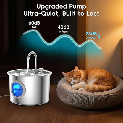 Cat Water Fountain Advanced 304 Stainless Steel 2.2L/74oz - Image 4