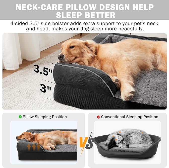 INVENHO Orthopedic Medium Dog Dogs, Egg-Crate Foam Dog Couch - Image 5
