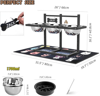Elevated Dog Bowls for Large Dogs, 6 Height Adjustable Raised Stand - Image 3