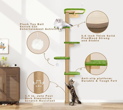 Floor to Ceiling Cat Tree for Kittens, Wall Mounted Cat Wall Furniture - Image 3