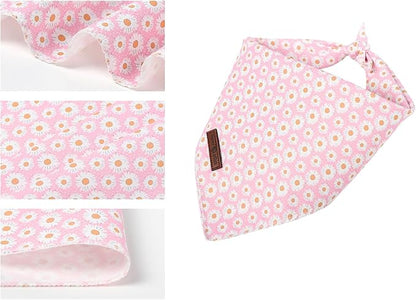 Lionet Paws Spring Daisy Dog Bandana Washable Cotton Handkerchief Scarf - Image 3