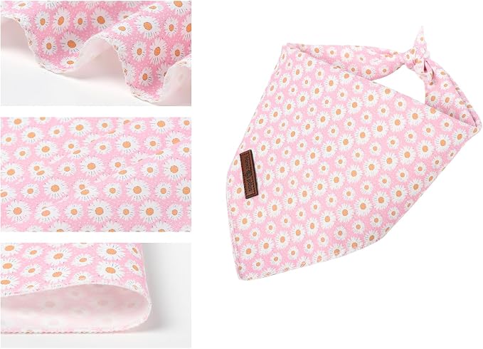 Lionet Paws Spring Daisy Dog Bandana Washable Cotton Handkerchief Scarf - Image 2