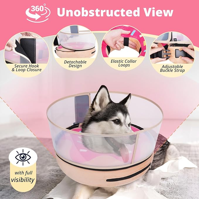 Inflatable Dog Cone with Transparent Shield, Protective Dog Donut Collar After - Image 2