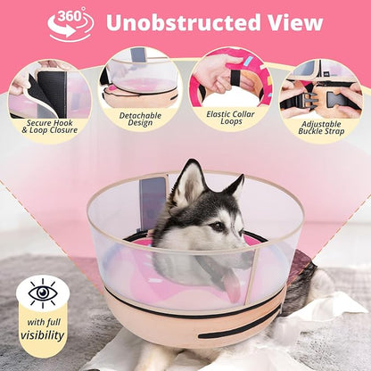 Inflatable Dog Cone with Transparent Shield, Protective Dog Donut Collar After - Image 2
