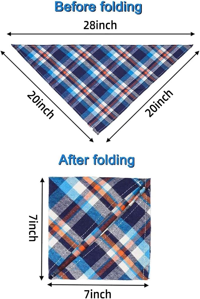 8 Pack Triangle Dog Bandanas, Reversible Plaid Painting Bibs Scarf Large Dog - Image 2