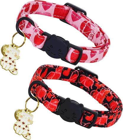 Elegant little tail 2 Pack Cat Collar- Valentines Cat Collars Breakaway by Elegantlittletail