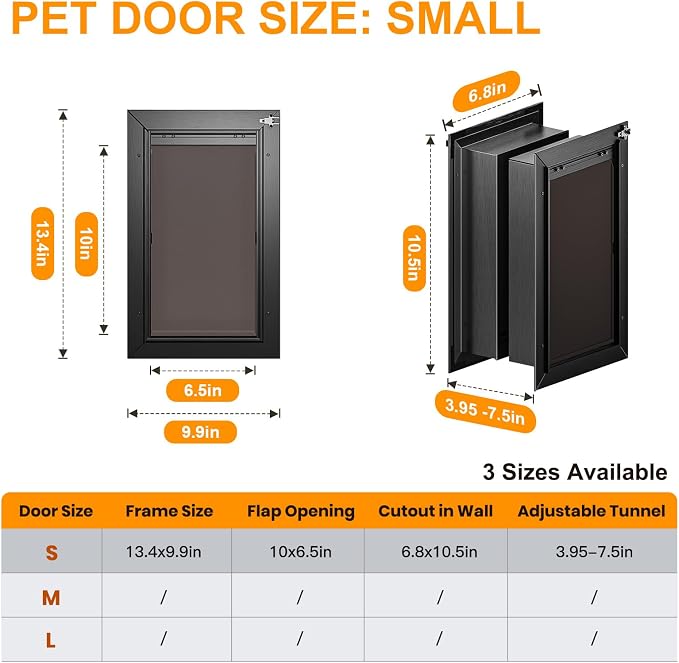 Cat Door for Wall, All Aluminum Doggy Doggie Pet Door Small Dog Door, - Image 5