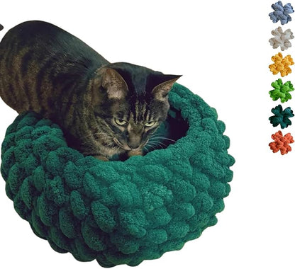 Cat Nest Bed - Premium Self Warming Handwoven Washable Extra Soft Round Cave by Urnat