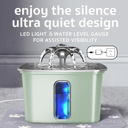 Veken Innovation Award Winner Stainless Steel Cat Water Fountain, 108oz/3.2L - Image 4