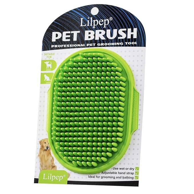 Dog Grooming Brush, Lilpep Pet Shampoo Bath Brush Soothing Massage Rubber Comb by PetSupplies