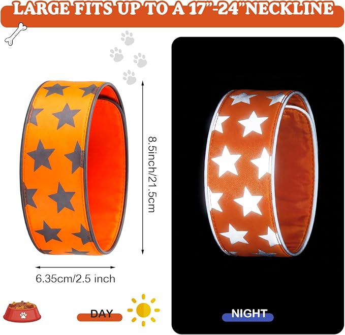 Paterr 2 Pcs Reflective Dog Collar High Visibility Adjustable Pet Collars - Image 3