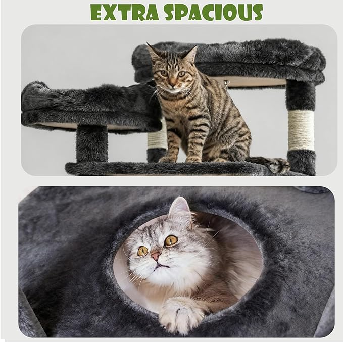78.8" Large Cat Tree Tower for Indoor Kitties, Sisal Scratching Posts, Hammock - Image 3