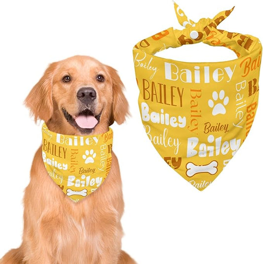 Personalized Dog Bandanas Custom Neckwear Name Button Anti-loosening Dog Scarf by Unknown