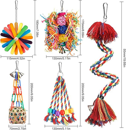 Bird Toys Rope Perch with Bell Colorful Bird Chewing Shredding Foraging Toys - Image 6