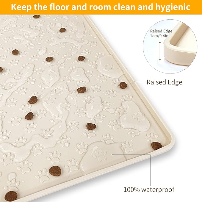 Ptlom Pet Placemat for Dog and Cat, Waterproof Non-Slip Silicone Feeding Bowl - Image 6