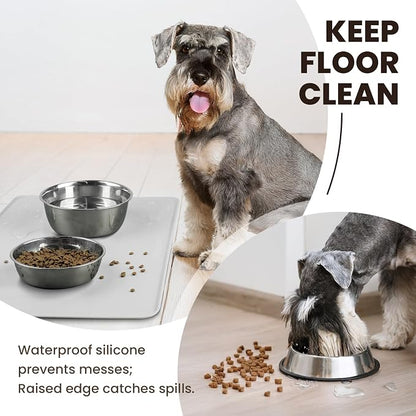 VIVAGLORY Dog Food Mat Flexmat Dog Bowl Mat, Placemat Food Tray - Image 2