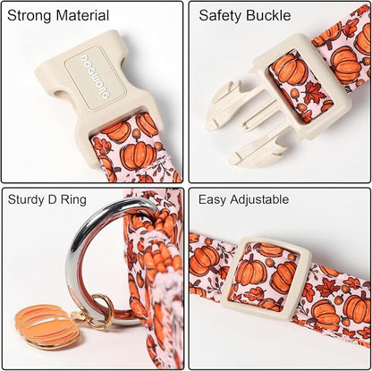 DOGWONG Pumpkin Dog Collar- Cute Pink Fall Dog Collars Adjustable Maple Fall - Image 3