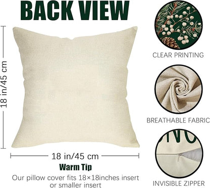 Fahrendom Winter Vibes Green Decorative Throw Pillow Covers 18 x 18 Set of 4 - Image 3